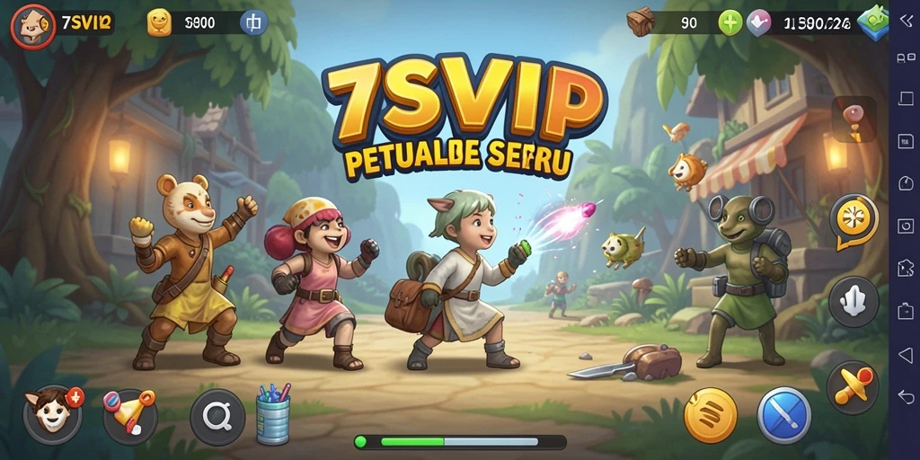 Tampilan gameplay 7SVIP menampilkan karakter dan misi yang beragam dalam suasana Idle.
