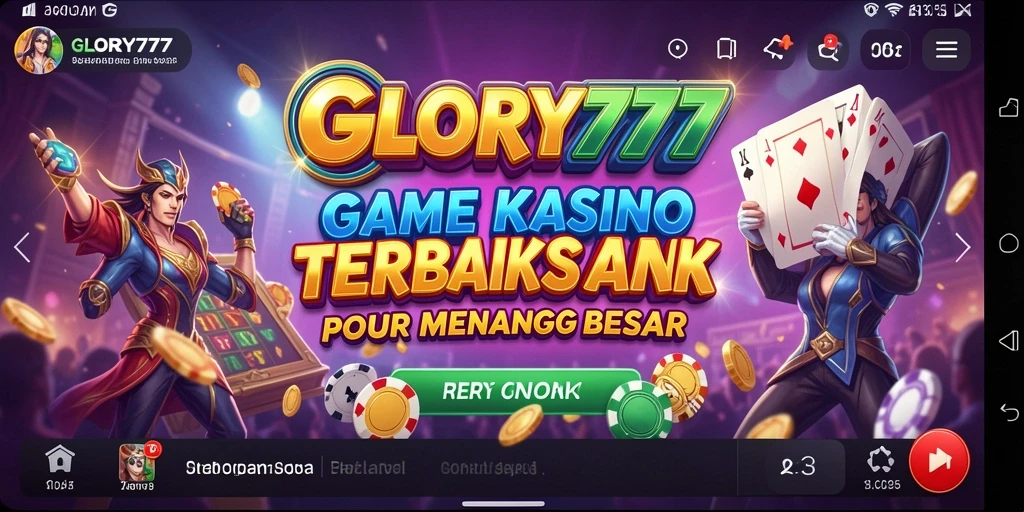 Screenshot gameplay GLORY777 menampilkan suasana kasino yang mendebarkan.