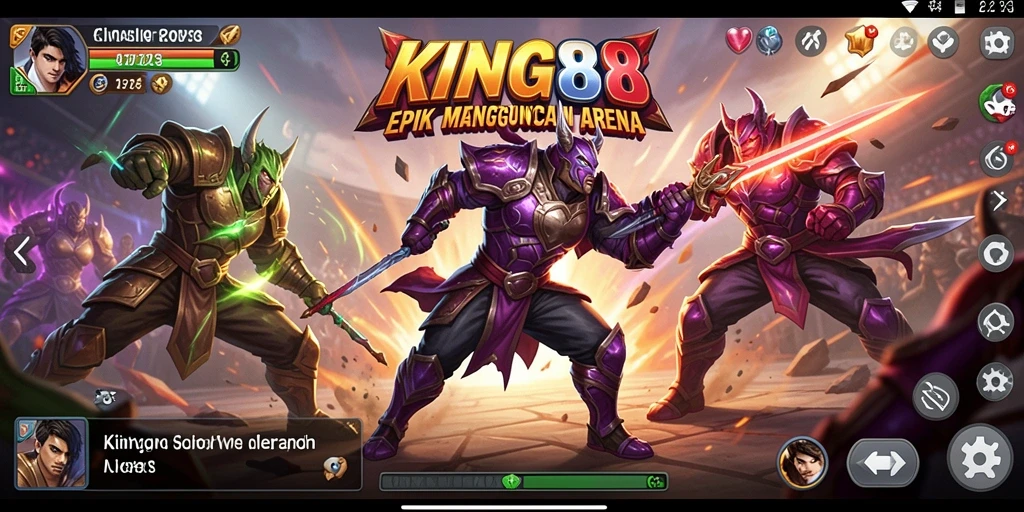 Screenshot gameplay KING88 menampilkan serangan spektakuler di arena Fighting.