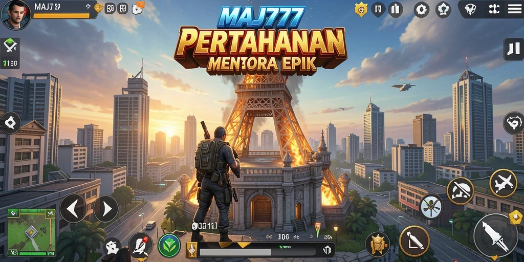 Tampilan gameplay menawan dari <strong>MAJ777</strong> saat melawan gelombang musuh.