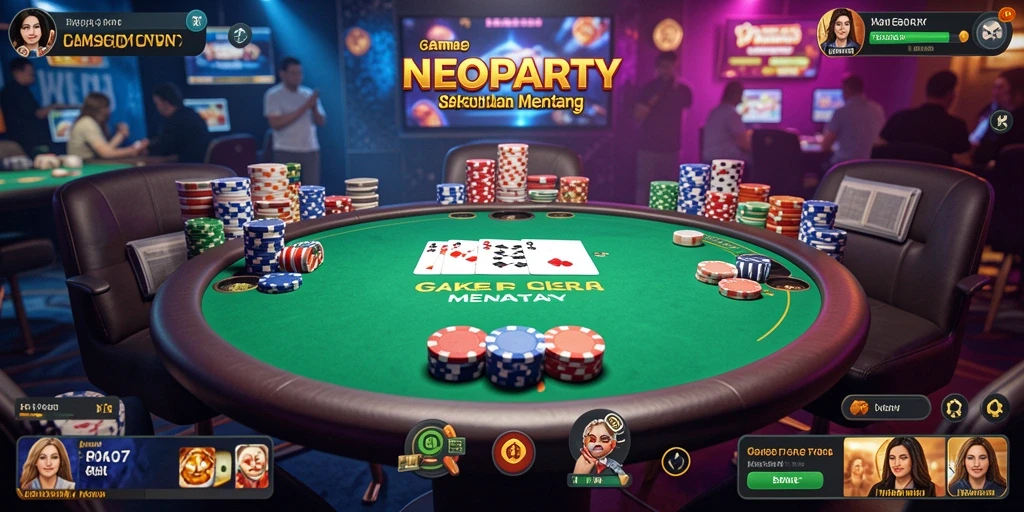 Screenshot dari gameplay Poker yang mendebarkan di NEOPARTY.
