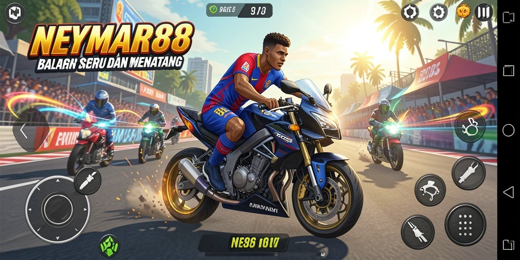 Gameplay seru balapan motor di NEYMAR88 dengan grafis menawan.
