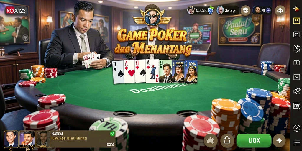 Screenshot NOX123 yang menampilkan gameplay poker yang menarik.