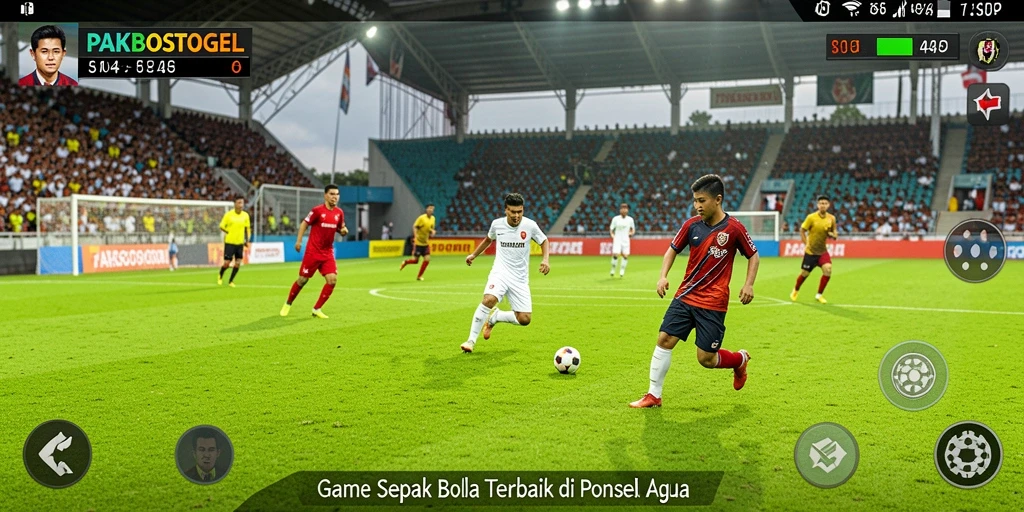 Screenshot gameplay menunjukkan momen seru dalam pertandingan sepak bola.