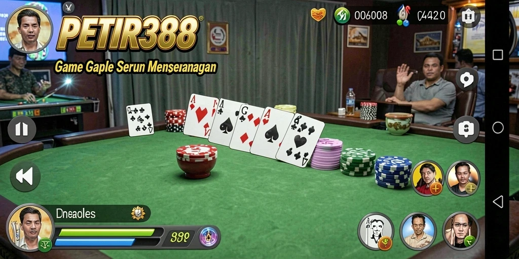 Tampilan gameplay Gaple yang seru di PETIR388.