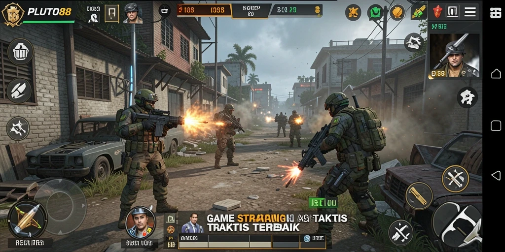 Tampilan gameplay menegangkan dari PLUTO88 dengan berbagai strategi yang menuntut.