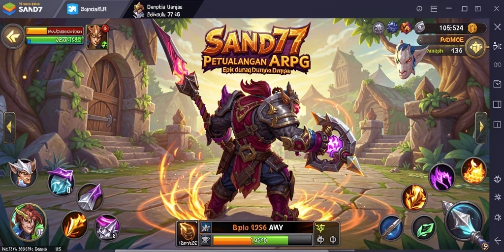 Gameplay SAND77 menampilkan pertarungan dinamis dan eksplorasi luas.