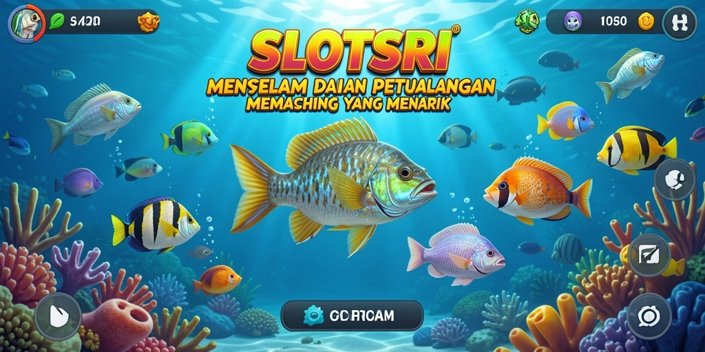 Screenshot gameplay <strong>SLOTSRI</strong> menunjukkan pengalaman memancing yang seru dan mendebarkan.