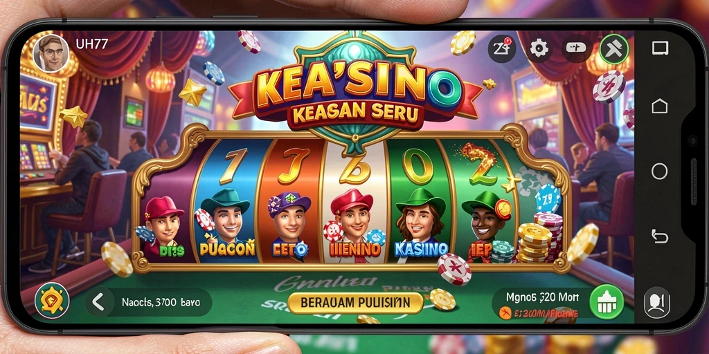 Tampilan gameplay UH77 yang menarik dengan grafis kasino yang menawan.